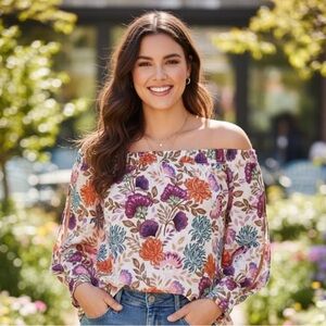 INC‎ sultry of the shoulders blouse size 14W long sleeves